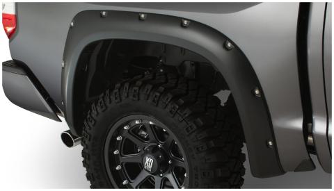 Black Pocket/Rivet Style Smooth Finish Rear Fender Flares For 2014-2021 Toyota Tundra Bushwacker