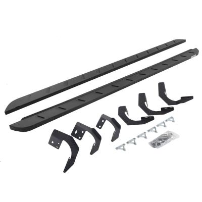 RB10 Slim Line Running Boards With Mounting Brackets Curved Textured Black 2015-2018 Ram 1500 Extended Cab Go Rhino