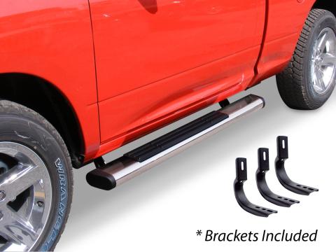6 Inch OE Xtreme SideSteps With Mounting Bracket Kit Polished Stainless Steel 2007-2017 Toyota Tundra Go Rhino