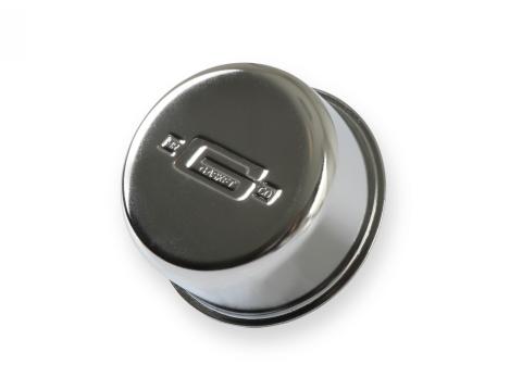 Valve Cover Breather Push-On style Chrome with Logo Mr Gasket