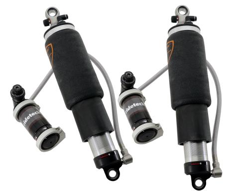 Rear TQ Shockwaves 7000 Series W/ 4.1 Inch Stroke And 2 Inch Stud Pair Of Triple Adjustable Shock waves 4 Inch Rolling Sleeve W/ 1/4 Inch Fittings And Bearing Spacers 1/2 Inch And 5/8 Inch 11 Inch X 14.5 Inch W/ A 12.75 -13 Inch Ride Height Ridetech