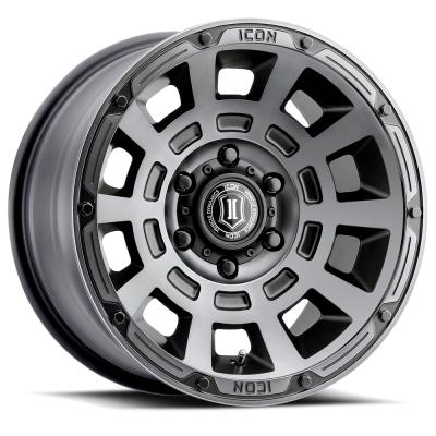 Thrust 17 X 8.5 / 6 X 5.5 / 0 MM / 4.75 Inch Back Space Smoked Satin Black, ICON Alloys