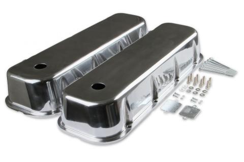 Cast Aluminum Tall Valve Covers Polished Fits 1965-2000 Chevrolet 396-454 Big Block Mr Gasket