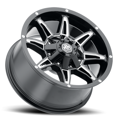 Mayhem Offroad Wheels Rampage 8090 BK 20x9 Milled Spokes Black 18 Off Set 8 Lug 5.71 BSM 124.1 Bore Cast Aluminum