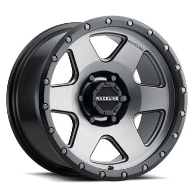 Aluminum Wheels 18x9 Boost 946G Satin Gunmetal Gray 6 Spoke -12 Offset 8 on 165.1 Bolt Pattern 130.81 Bore Raceline