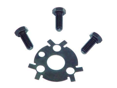 Cam Bolts and Lock Plate Fits 1955-1985 Chevrolet Small Block & Big Block Includes Three 5/16-18 x 3/4 Inch Grade 5 Bolts & Locking Plate with Black Oxide Finish Mr Gasket
