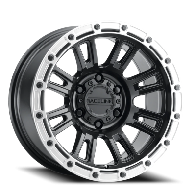 Aluminum Wheels 18x9 Compass 956BS Satin Black Silver Ring -12 Offset 8 on 170 Bolt Pattern 125.2 Bore Raceline