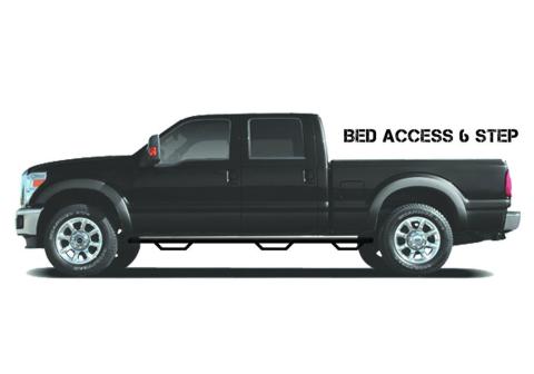 Nerf Step Bar Wheel-to-Wheel with Bed Access (3 Steps per Side) 2015-2018 (2019-2023 Classic) Ram 1500 6 Foot 4 Inch Bed Crew Cab Textured Black NFab