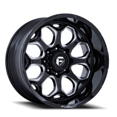 Aluminum Wheels 22X10 Scepter FC862 BE 8 On 180 Gloss Black Milled 124.2 Bore -18 Offset Fuel Off Road Wheels
