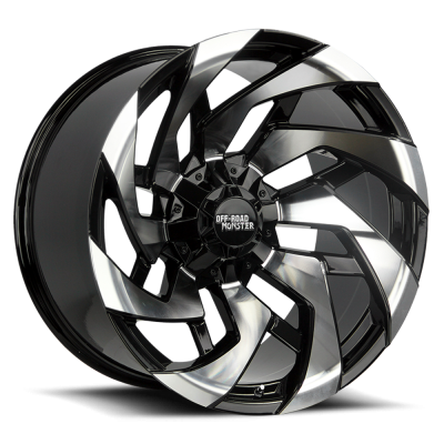 Aluminum Wheels 22x12 M24 GBM Series Machined Gloss Black 8 On 165.1/8 On 170 Bolt Pattern -44 Offset Off Road Monster