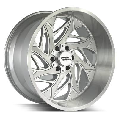 Aluminum Wheels 20x10 M28 BFS Series Brushed Face Silver 8 On 180 Bolt Pattern -19 Offset Off Road Monster