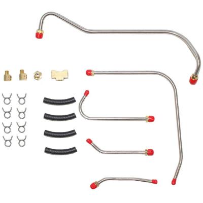 Pump to Carburetor Fuel Line For 64-68 Mopar B-Body Hemi X Ram w/ Dual Holleys Front 5 Line Kit Stainless Fine Lines