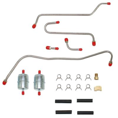 Pump to Carburetor Fuel Line For 64 Mopar B-Body 413/426CID Max Wedge w/ Dual Edelbrock 4BBL Stainless Fine Lines