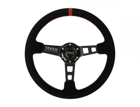 Deep Dish Suede Steering Wheel 13 Inch Diameter Red PRP Seats