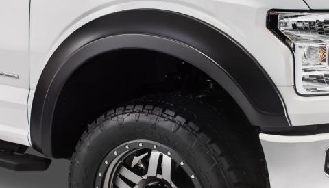 Black Extendafender Style Smooth Finish Front Fender Flares For 2015-2017 Ford F150 Bushwacker