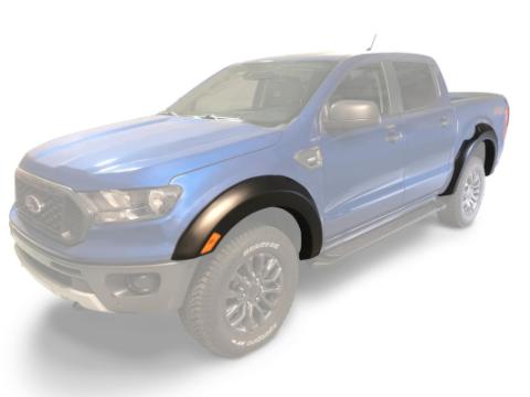 Black Extendafender Style Smooth Finish 4-Piece Fender Flare Set For 2019-2023 Ford Ranger Supercrew Bushwacker