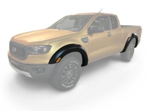 Black Extendafender Style Smooth Finish 4-Piece Fender Flare Set For 2019-2023 Ford Ranger Supercab Bushwacker