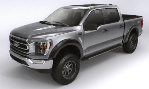 Black Forge Pocket/Rivet Textured Finish 4-Pc Fender Flare Set For 09-14 Ford F150 Excludes Raptor Bushwacker