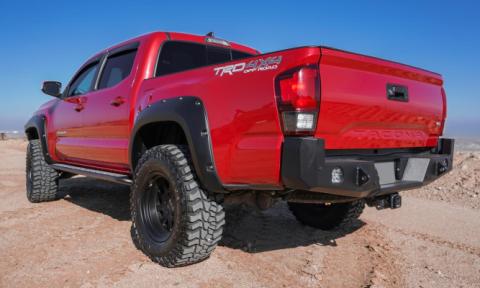Black Pocket/Rivet Style Smooth Finish Rear Fender Flares For 22-26 Toyota Tundra Bushwacker