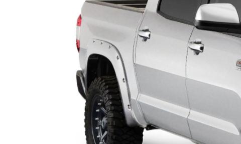 Pocket/Rivet Style Color Matched Super White 4-Piece Fender Flare Set For 2017-2021 Toyota Tundra, Must Remove Mudflaps Bushwacker