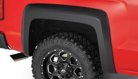 Black Extendafender Style Smooth Finish Rear Fender Flares For 2007-2013 Silverado 1500 Fits 69.3 Inch Bed Bushwacker