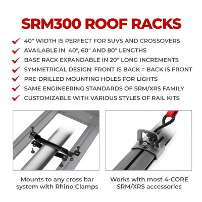 SRM300 Side Rail Kit for 60 Inch Long Rack Textured Black Go Rhino