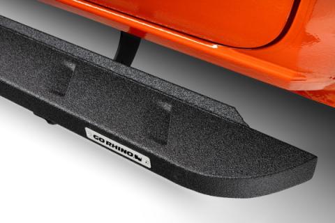 RB10 Slim Line Running Boards With Mounting Brackets Protective Bedliner Coating 2014-2018 Silverado/Sierra 1500/2500 HD Go Rhino