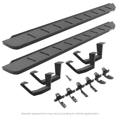 RB10 Running Boards With Mounting Brackets &amp; 2 Pairs of Drop Steps Kit Protective Bedliner Coating 2016-2026 Ford F-150/ F-250/F-350 Go Rhino