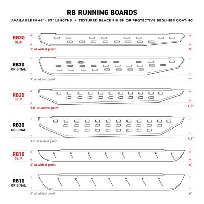 RB10 Running Boards With Mounting Brackets &amp; 2 Pairs of Drop Steps Kit Protective Bedliner Coating 1999-2016 Ford F-250/F-350 Go Rhino