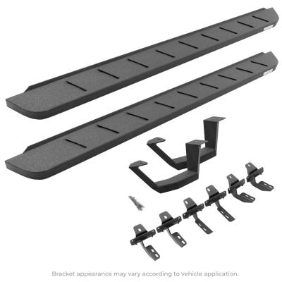 RB10 Running Boards With Mounting Brackets &amp; 1 Pair of Drop Steps Kit Protective Bedliner Coating For 2018-2025 Jeep Wrangler JL Go Rhino