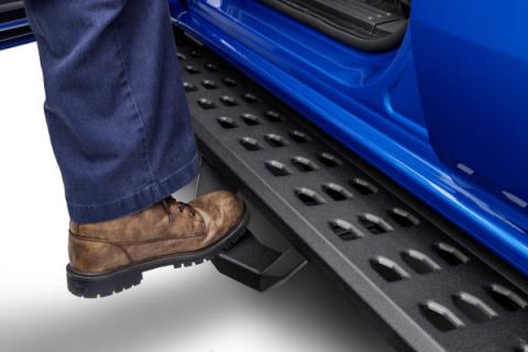 RB20 Running Boards With Mounting Brackets &amp; 2 Pairs of Drop Steps Kit Textured Black 2019-2026 Ford Ranger Go Rhino