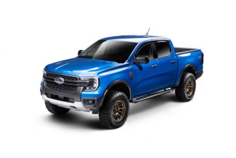 RB10 Slim Line Running Boards With Mounting Brackets Angled Textured Black 2019-2026 Ford Ranger Go Rhino