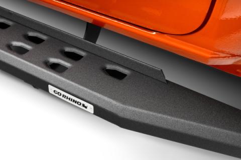 RB10 Slim Line Running Boards With Mounting Brackets Angled Textured Black 2009-2014 Dodge Ram 1500 Extended Cab Go Rhino