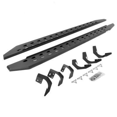 RB10 Slim Line Running Boards With Mounting Brackets Angled Textured Black 2015-2018 Ram 1500 Extended Cab Go Rhino