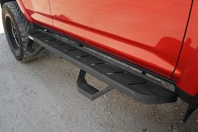 RB20 Running Boards With Mounting Brackets &amp; 2 Pairs of Drop Steps Kit Protective Bedliner Coating 2014-2024 Toyota 4Runner Go Rhino