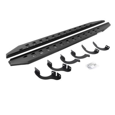 RB10 Slim Line Running Boards With Mounting Brackets Angled Textured Black 2014-2024 Toyota 4Runner Go Rhino