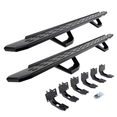 RB30 Running Boards with Mounting Brackets &amp; 2 Pairs of Drops Steps Kit Textured Black 2019-2025 Ram 1500 Go Rhino
