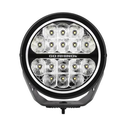Go Rhino Blackout Series Lights 7 Inch Round LED Driving Light With Daytime Running Lights Black Go Rhino