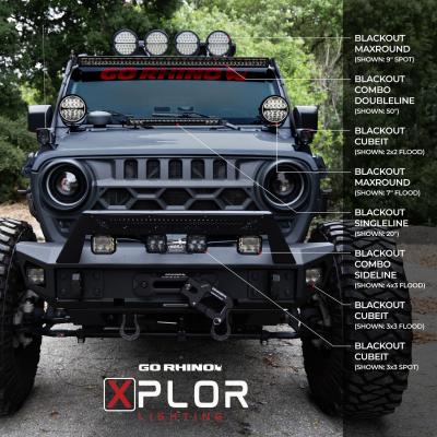 Go Rhino Blackout Combo Series Lights 21.5 Inch Double Row LED Light Bar With Amber Lighting Black Go Rhino