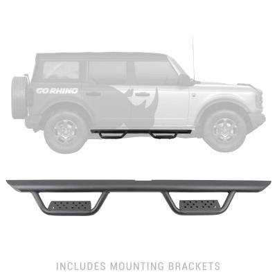 Domintator Extreme D2 Side Steps With Mounting Brackets Textured Black 2021-2025 Ford Bronco 4 Door Go Rhino