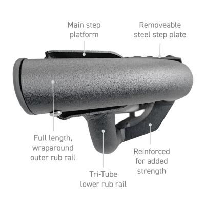 Dominator Xtreme DT Side Steps with Mounting Bracket Kit Textured Black 2007-2021 Toyota Tundra Go Rhino