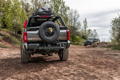 Swing A Way 2 Inch Hitch Mounted Tire Carrier Textured Black Go Rhino