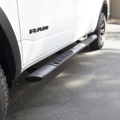 V3 Series Aluminum 5 Inch Elipse Side Steps with Mounting Brackets Textured Black 2015-2018 Ram 1500 Crew Cab Go Rhino