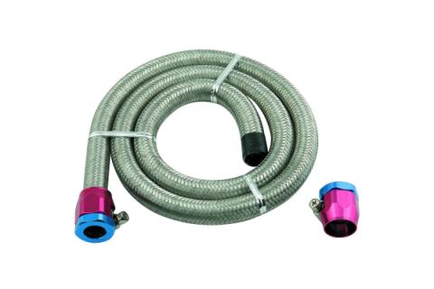 Braided Steel Fuel Line Kit 3/8 Inch x 3 Foot Fits Carburetted Applications Mr Gasket