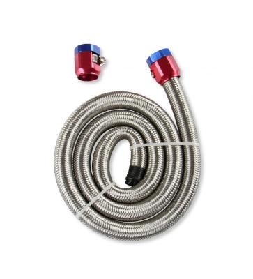 Braided Steel Fuel Line Kit 3/8 Inch x 3 Foot Fits Carburetted Applications Mr Gasket