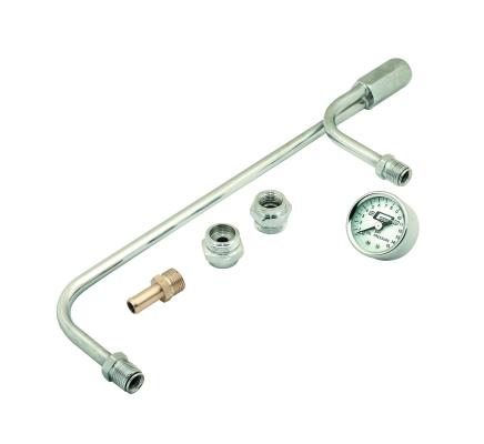Fuel Line Kit with Gauge &amp; Fittings Chrome Fits Holley 4150 style Carburetors with 9-5/16 Inch Centers Mr Gasket