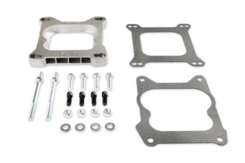 Carb Adapter Open Center Adapts 4-barrel Square Flange carburetors to spreadbore intake manifolds Mr Gasket