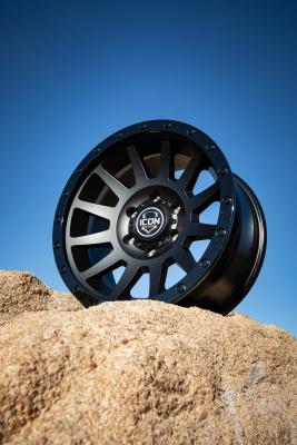 Compression 18 X 9 / 5 X 5 -12MM Offset 4.5 Inch Back Space Double Black, ICON Alloys