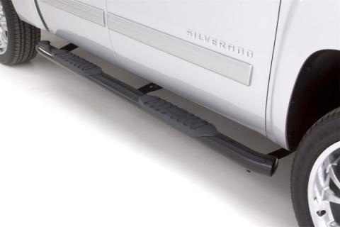 5 Inch Oval Curved Nerf Bars Black 2001-2014 Silverado/Sierra 1500 HD /2500 HD/3500 HD Crew Cab Lund
