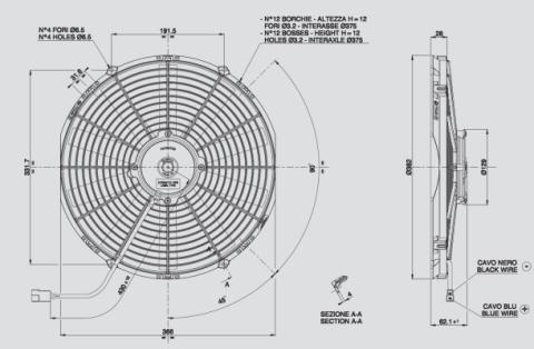 Electric Fan 14.00 Inch Electric Fan Puller Style Medium Profile 1274 CFM 10 Straight Style Blades Spal